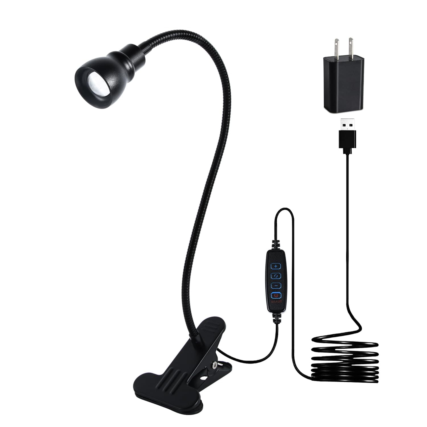 Zoomable Clip on Light, Clamp Reading Light for Dorm Bed Headboard, Dimmable Spotlight with 3 Color Temperature Options, 10 Dimmable Brightness Levels, Adjustable Beam Angle