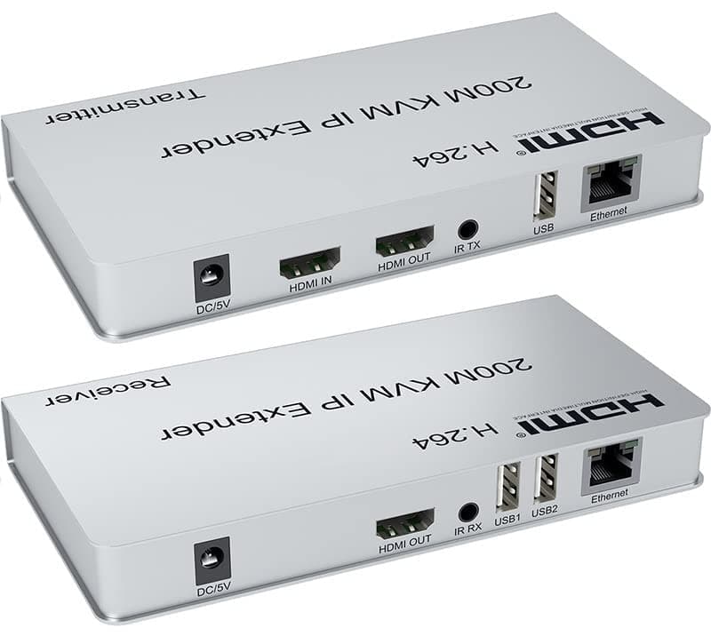 YINGLUN 120m HDMI KVM over Ethernet Extender Single Cat6/7 Cable Transmitter + Receiver with USB Ports for Keyboard Mouse to control the Signal for PC DVD Sky HD Box PS3 PS4 Satellite Box and other Equipment