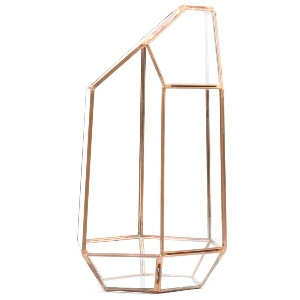 Koyal Wholesale Geometric Terrarium Glass Table Decoration, Planter for Succulents, Cactus, Air Plants, Indoor Plants, Outdoor Plants (Irregular, Copper)