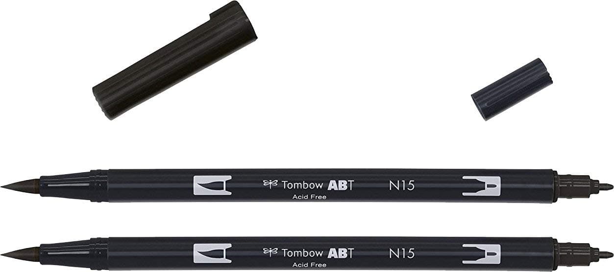 Abt Dual Brush Pen N15 Black Pack of 2