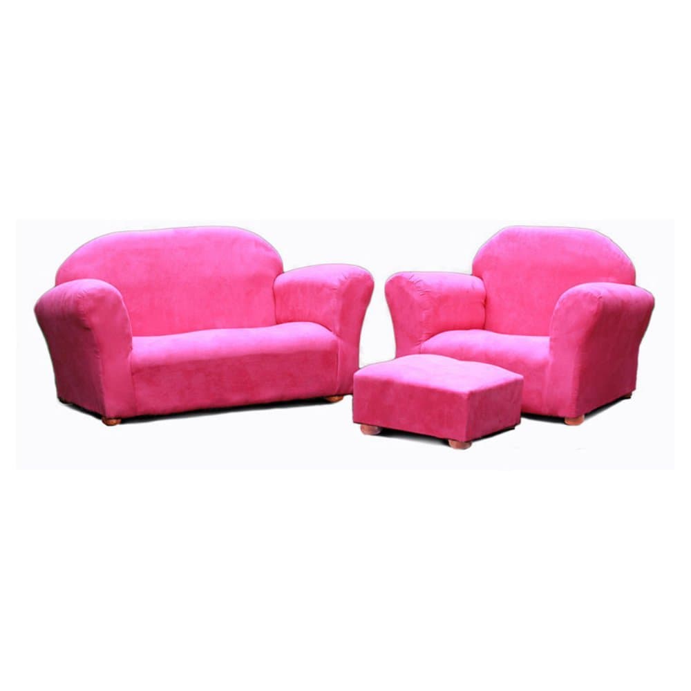 Keet Roundy Microsuede Children's Chair, Sofa and Ottoman Set