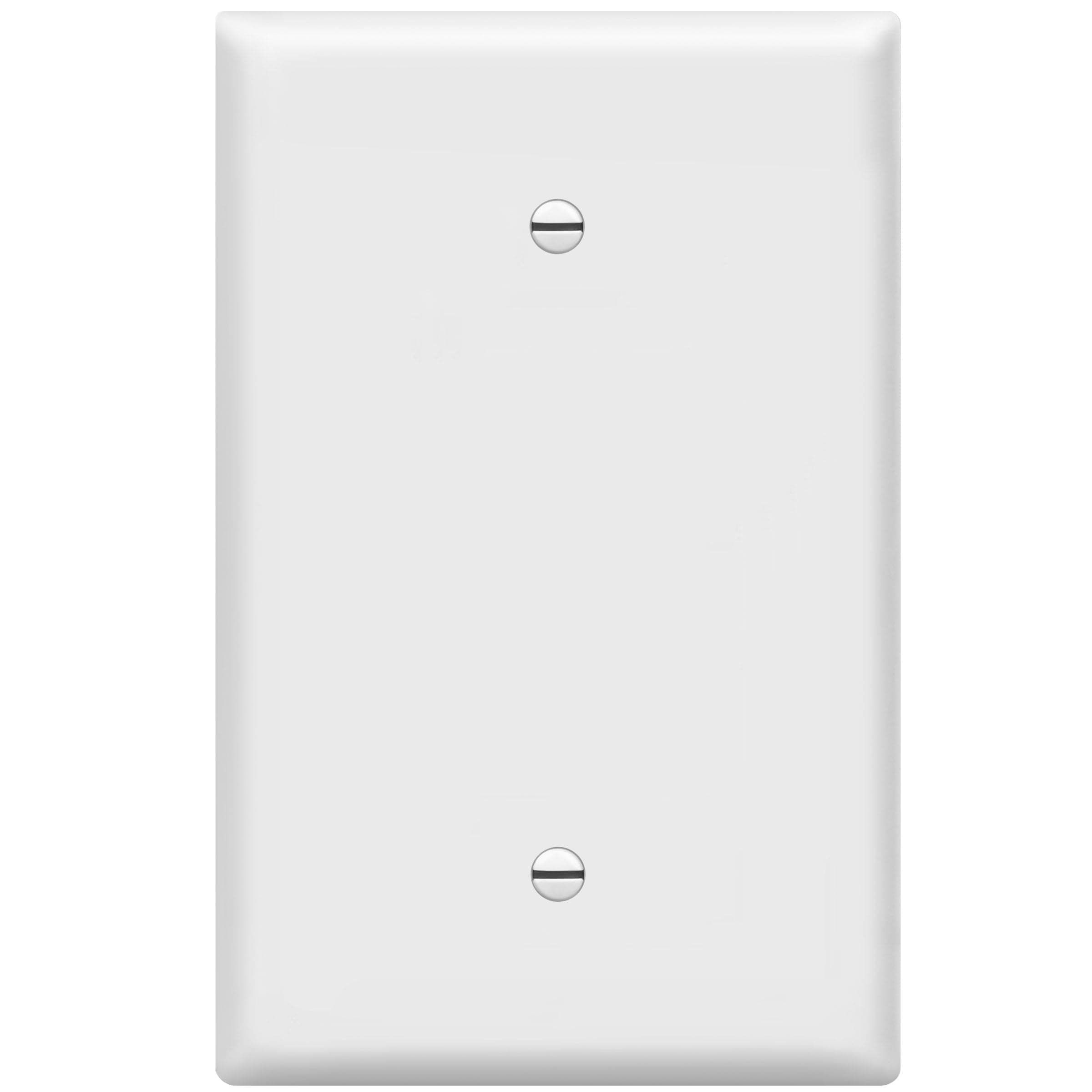 Blank Device Wall Plate, Jumbo Blank Covers, Over-Size 1-Gang 5.5" x 3.5", Unbreakable Polycarbonate Thermoplastic, 8801O-W, White
