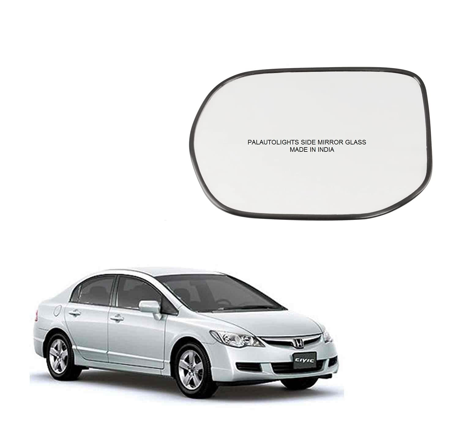 Compatible With Honda CIVIC Left Side Mirror Convex Curved Glass/Side Glass-Left Side/Passenger Side
