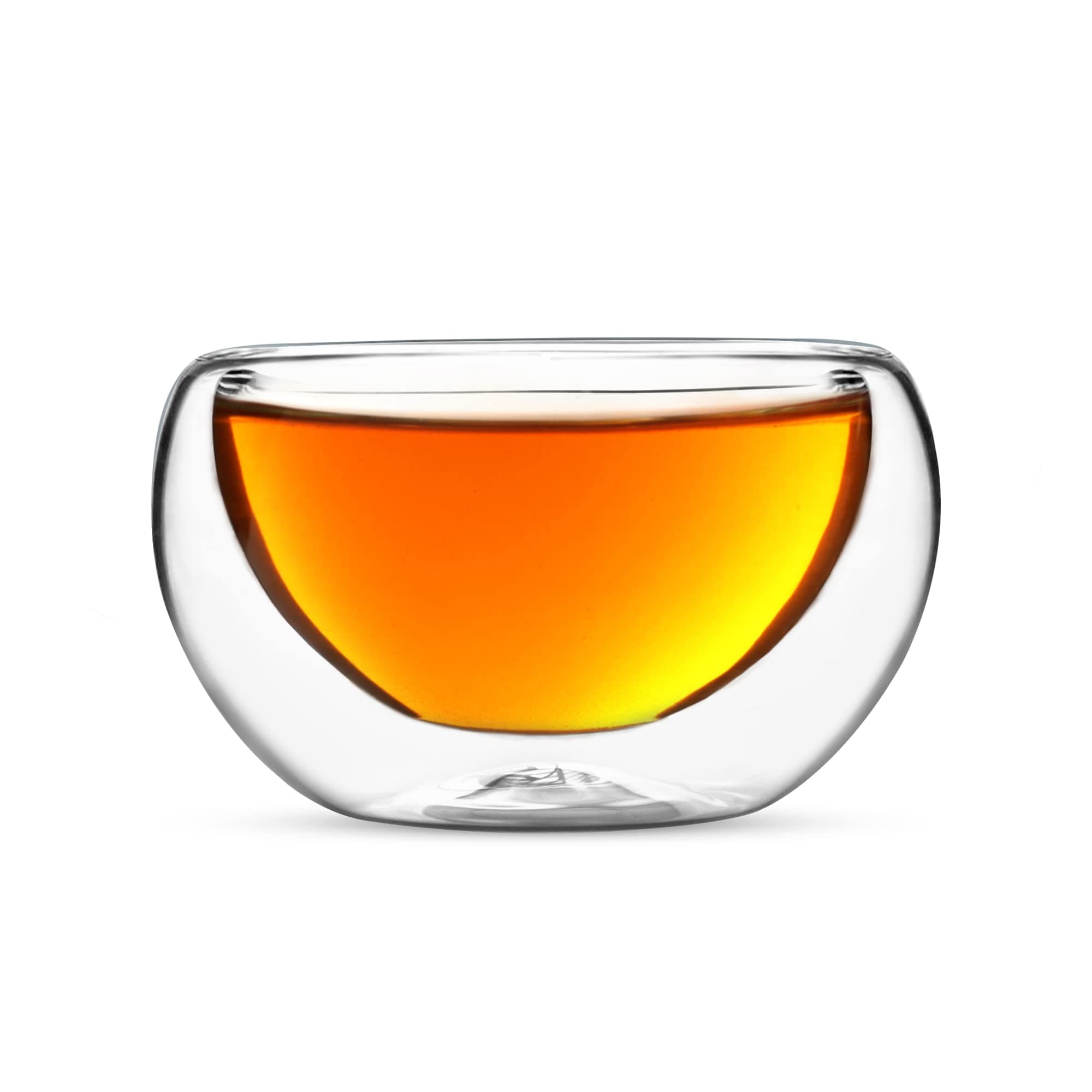 Kitchables Glass Tea Cups, Durable Insulated Cups for Hot Tea, Borosilicate Glass Mug, Fancy Tea Cups (2.5oz, Set of 2)