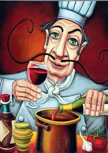 Art Poster Print "Remy" - Chef, Italian Restaurant Scene - by W. Rafuse (15.75x19.6 inches)