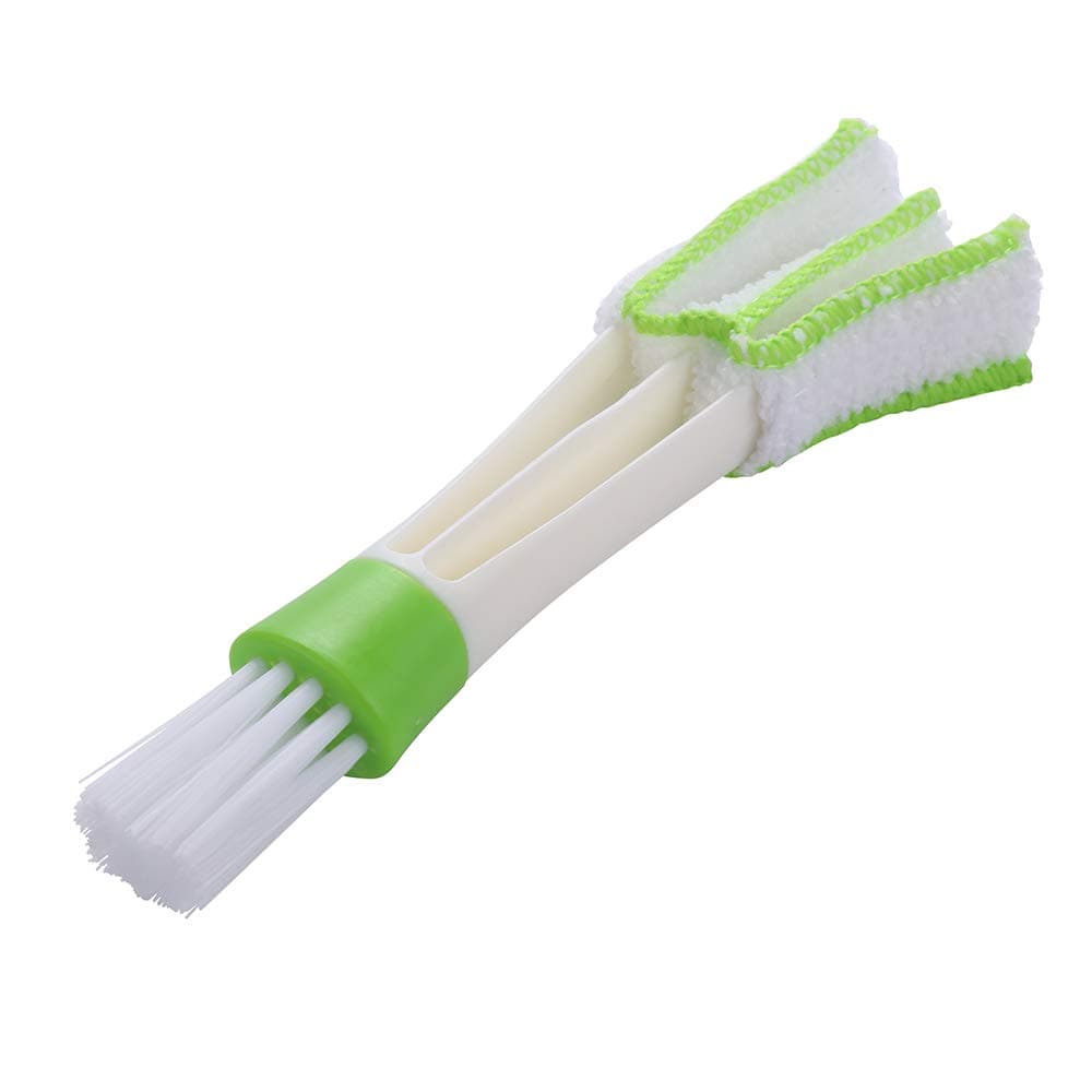 Mini Duster, Double Ended Microfiber Vent Duster & Brush, for Computer Keyboards, Fans, Air Conditions, Car Air Outlets, Quick Clean, Removable Cloth Cover, Portable & Precision Dusting Tool