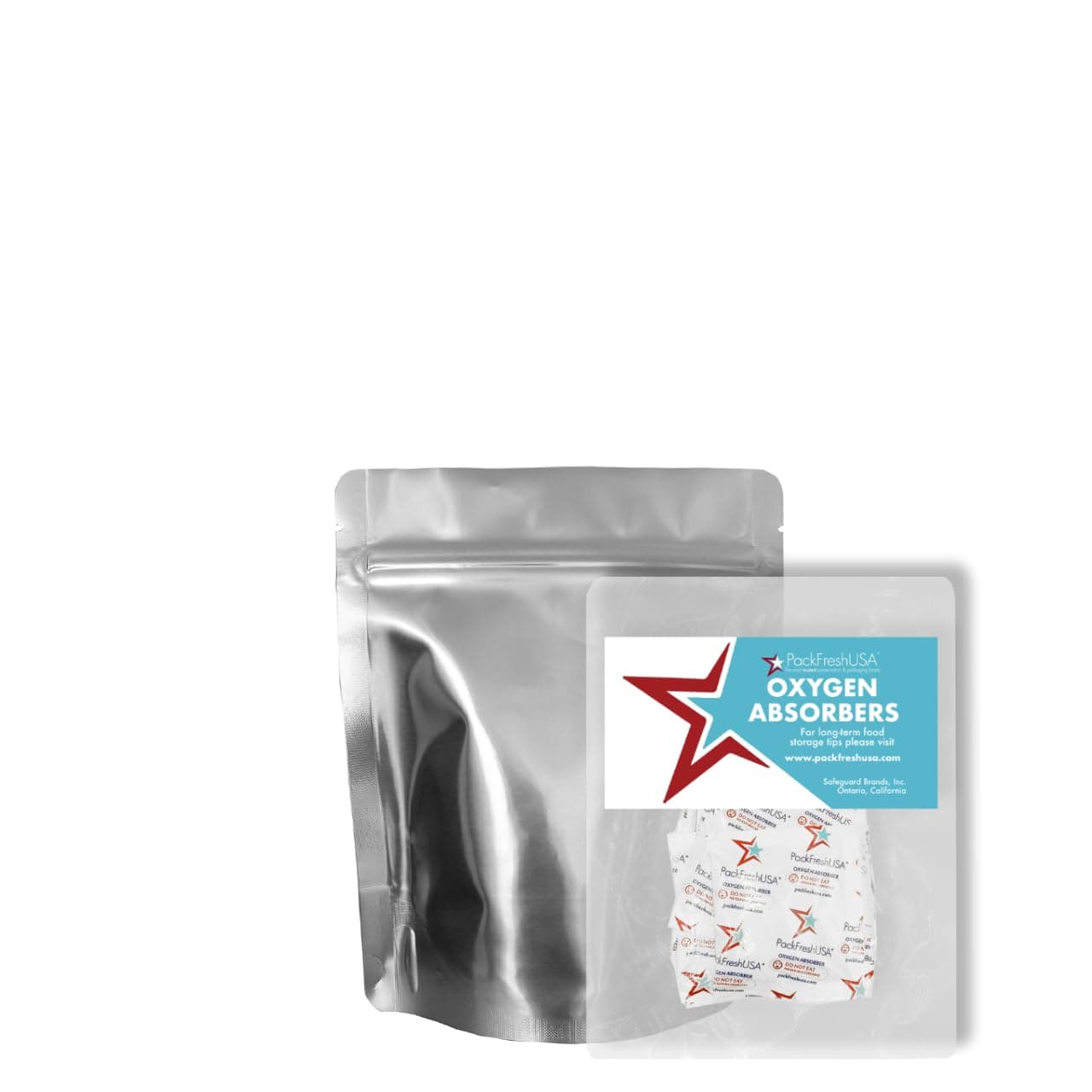 PackFreshUSA: 7 Mil - Pint Seal-Top Stand Up Mylar Bags - 100cc Oxygen Absorbers - Heat Seal - Long-Term Food Storage - 100 Pack