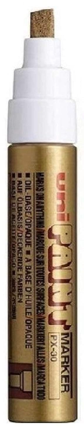 Uni Colour Broad (4-8.5mm) PX-30 Gold Oil Paint Marker Pen Metal Glass Wood Plastic Stone Outdoor mm Metal Chisel Nib Tip (Pack Of 1)