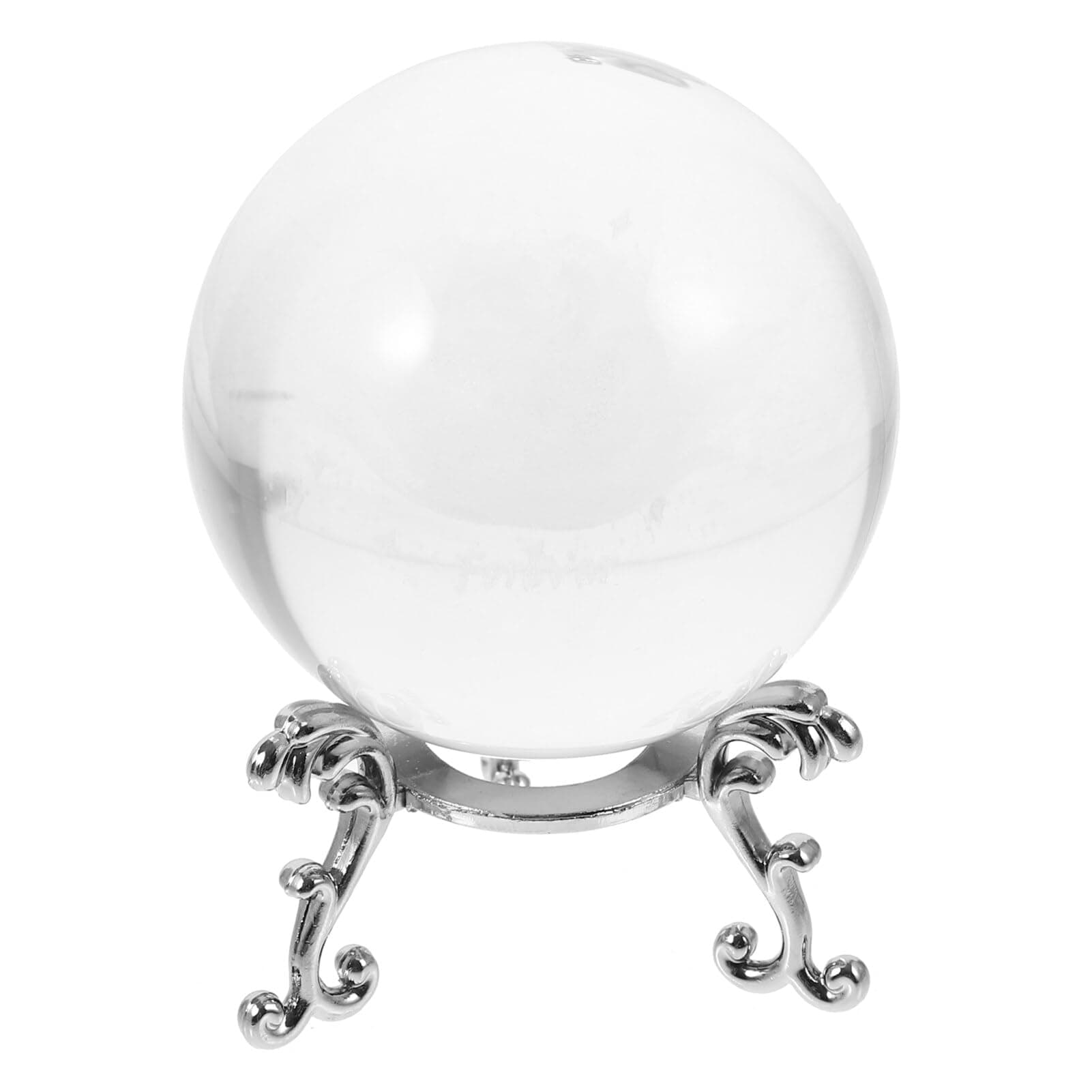 IMIKEYA Clear Crystal Ball Sphere with Metallic Stand Rose Flower Suncatchers Ball Globe Feng Shui Fortune Telling Ball Photography for Home Desktop Silver