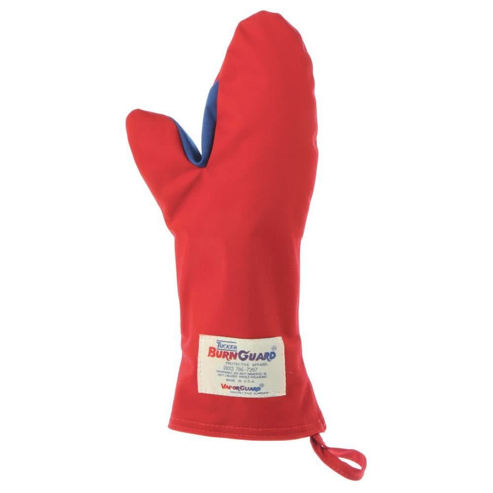 Tucker Safety 56159 Products Tucker BurnGuard Protective Apparel, Conventional Style Oven Mitt, Poly-Cotton, Removable Liner, Each, Medium, 15", Red