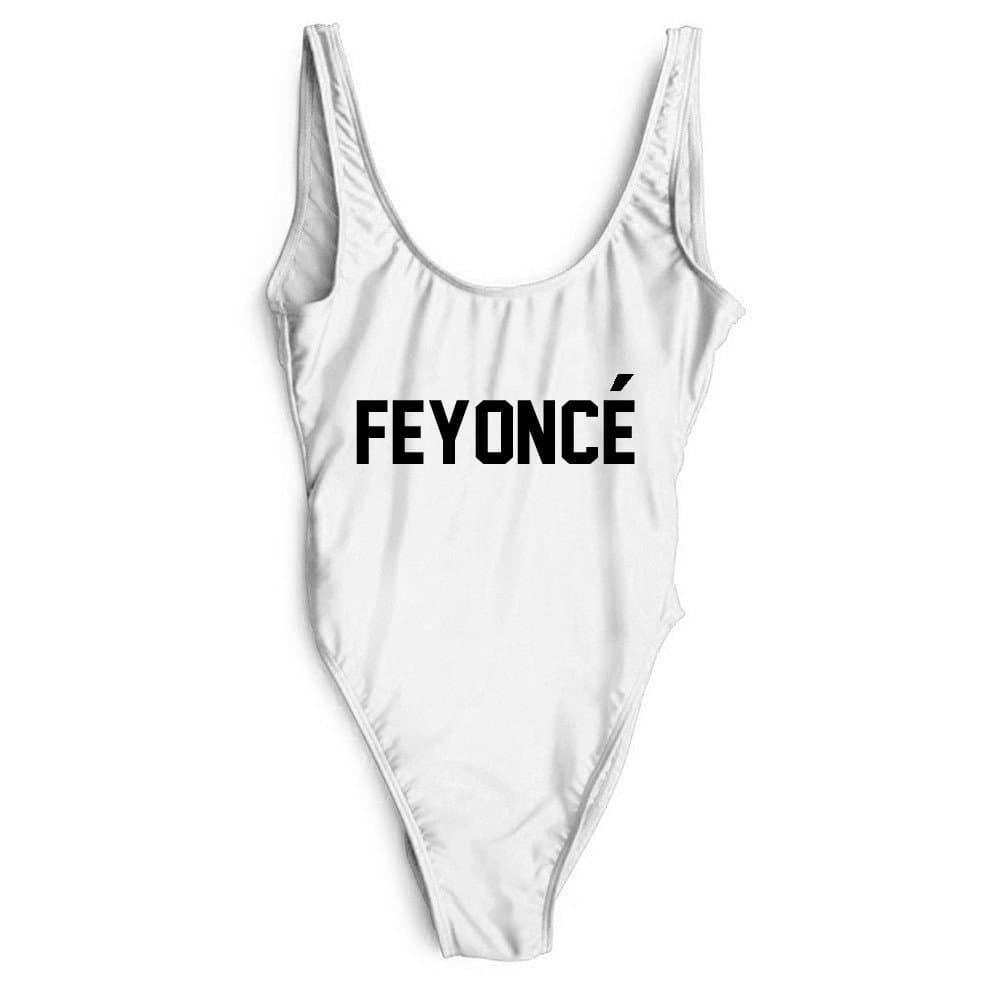 Women's Letter Print Backless One Piece Swimsuits Feynoce
