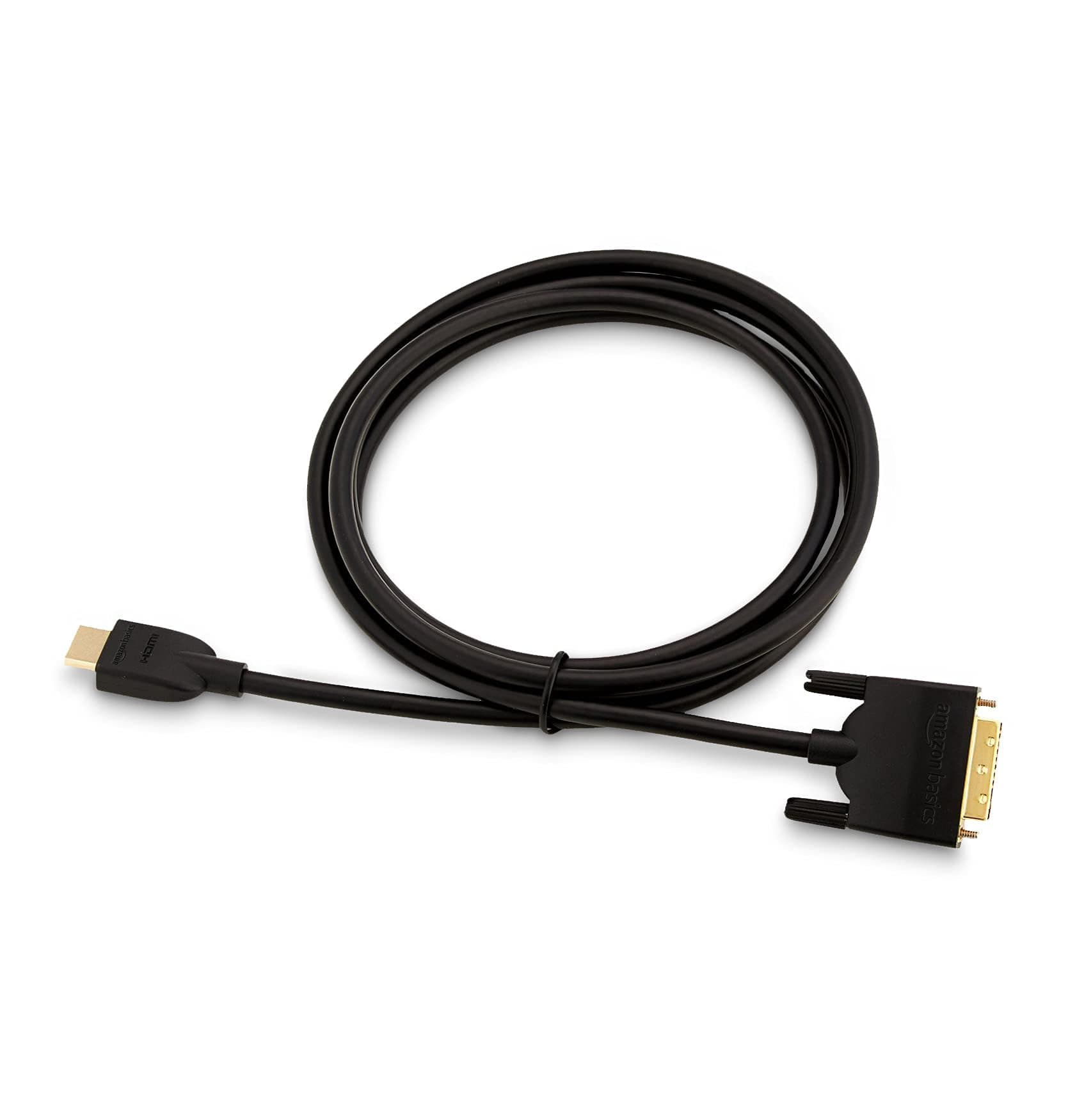 Amazon Basics HDMI to DVI (Male) Adapter Cable, Bi-Directional 1080P, 6 ft/1.8 m, Gold-Plated, Easy to Install, Single Pack for Television, Black