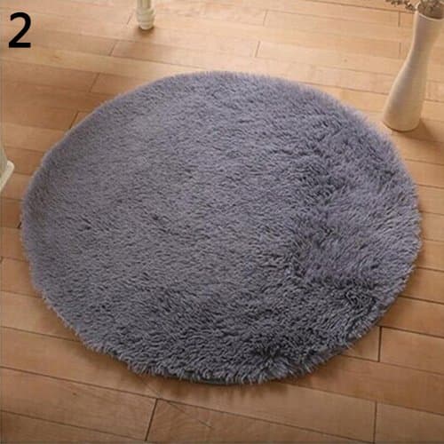 Terzsl Carpet, Home Decoration Bedroom Hall Pure Color Round Velvet Carpet Cushion Door Floor Mat - Gray S