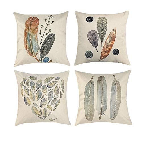 Abizoe Home Decor Cushion Cover Simple Leaves Throw Pillowcase Pillow Covers 18 X 18 Inch,Set of 4 (Style-2)