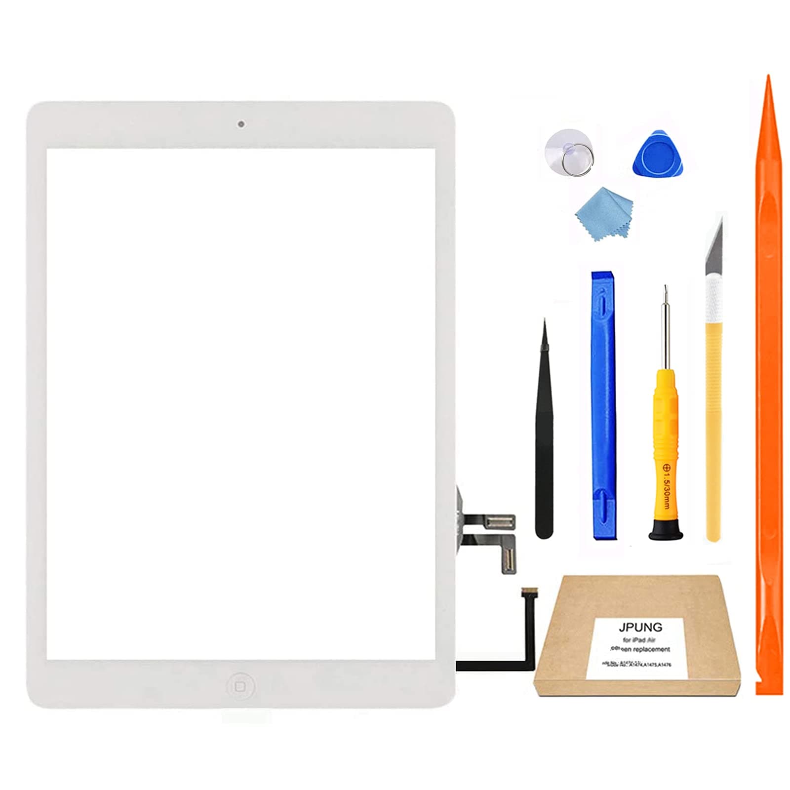 for iPad Air 1st Generation Screen Replacement Touch Glass Digitizer, Only for A1474 A1475 A1476 Air 1st Gen, with Home Button, Full Repair Kit(Video Guide)