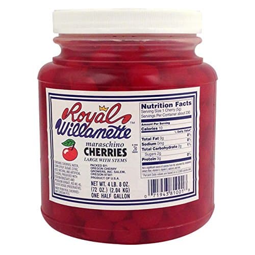 Royal Willamette Maraschino Cherries large with Stems 4LB 8 OZ (pack of 6)