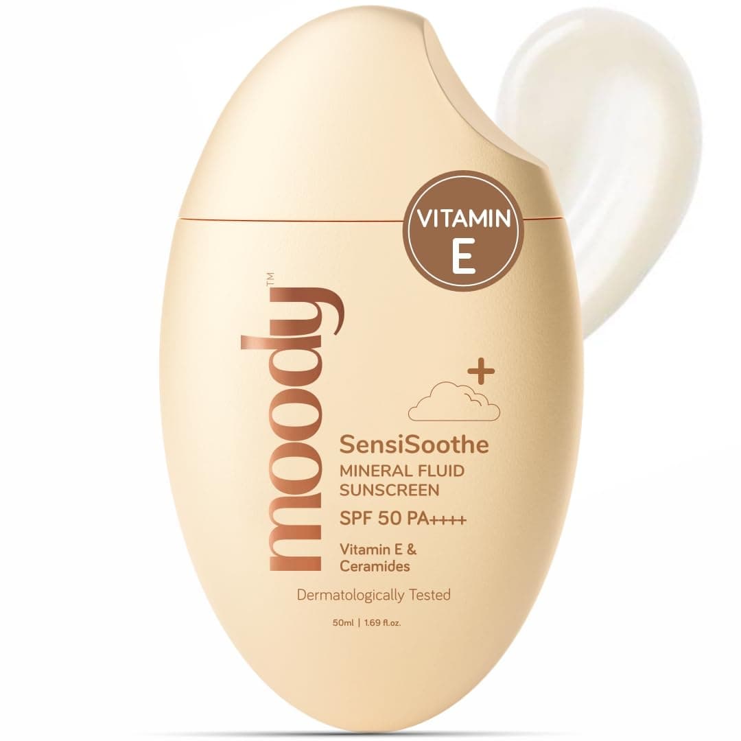 SensiSoothe Mineral Brightening Sunscreen Serum with Ceramides & Rice | Sunscreen for All Skin Types with SPF 50 PA++++ | No White Cast, & Non-Comedogenic Dermatologist Tested-50ML