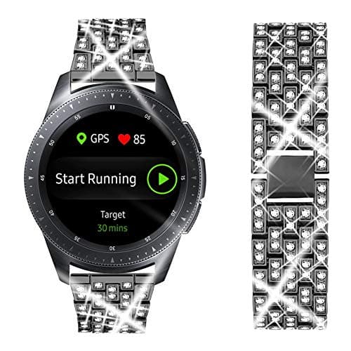 Dsytom Compatible with Samsung Galaxy Watch 42mm/Active/Active2 40mm 44mm Band, Gear Sport/S2 Classic,Metal Bracelet Replacement Bands Wristband Accessories Strap for Women(Black)