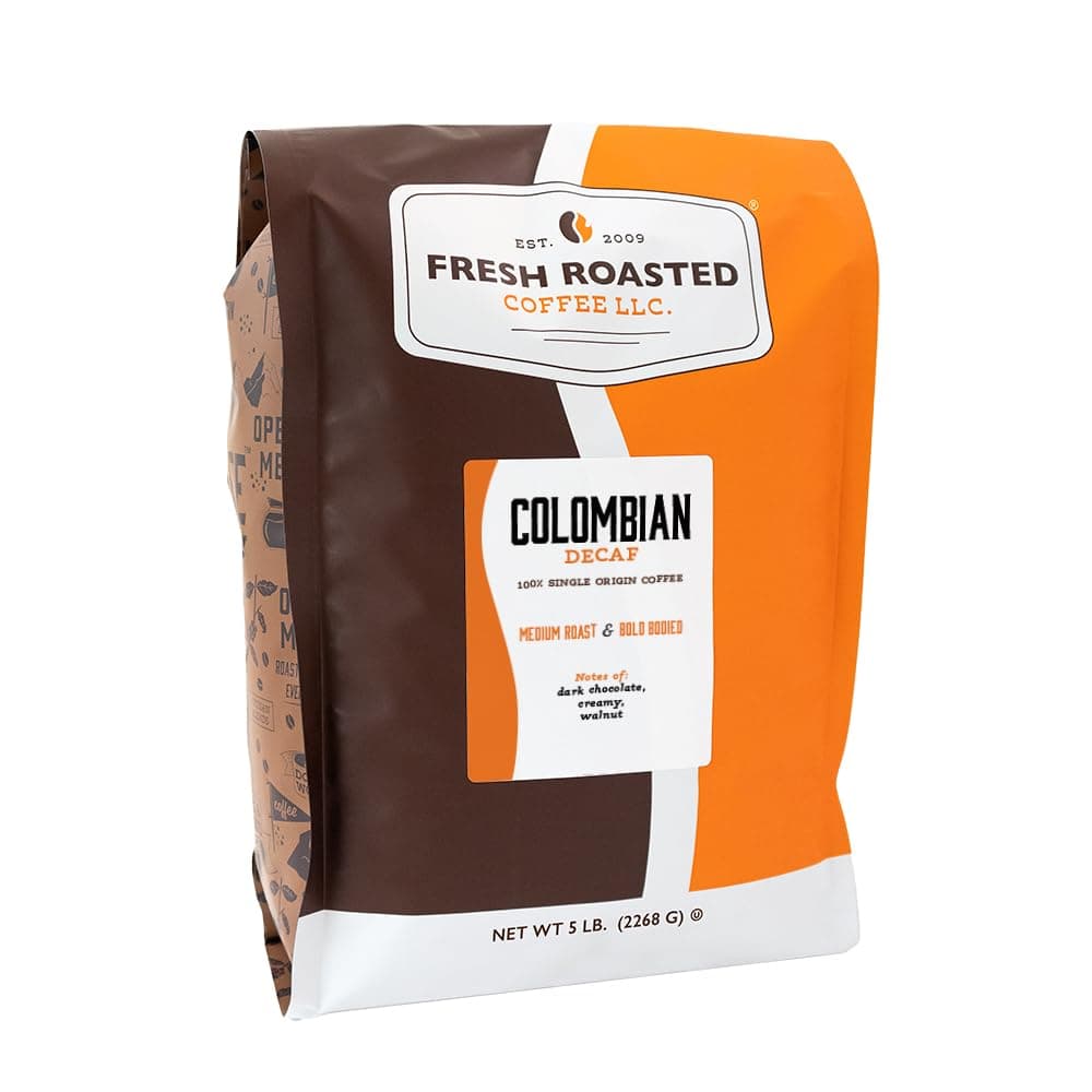 Fresh Roasted Coffee,100% Decaf Colombian, 5 lb (80 oz), Medium Roast, Kosher, Whole Bean