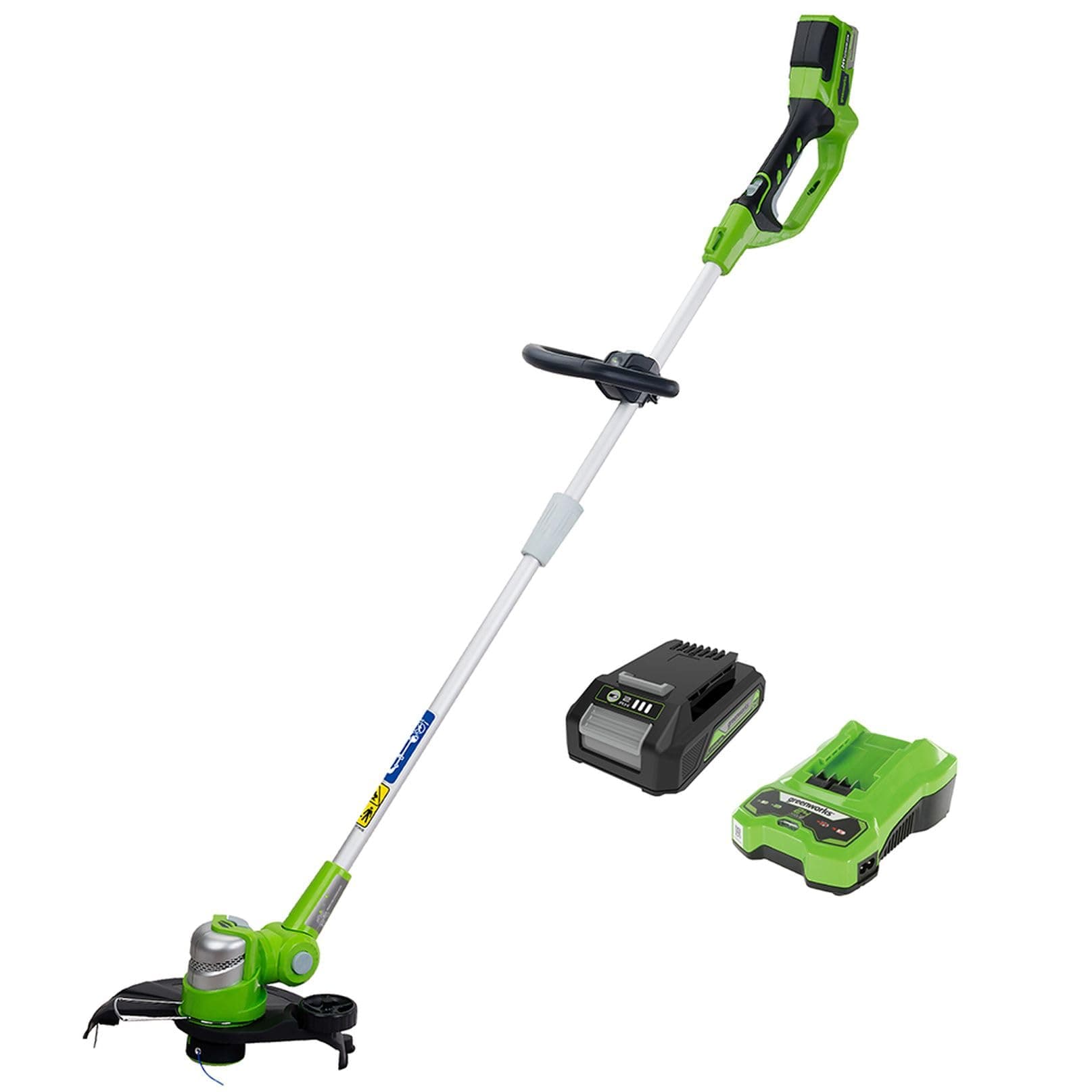 Greenworks 24V Cordless Strimmer Wheeled Lawn Edger for Small to Medium Gardens, 30cm Cutting Width, Autofeed 1.65mm Nylon Line, 24V 2Ah Battery & Charger, 3 Year Guarantee G24LT30MK2