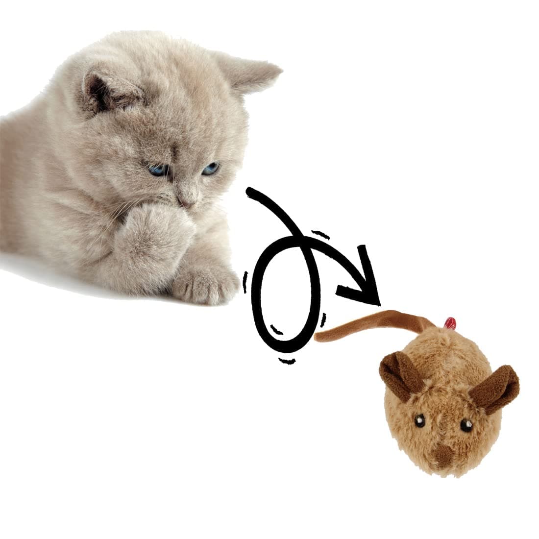 Vealind GiGwi Automatic Moving Mouse Cat Toy with Lifelike Sounds (Coffee Ear)