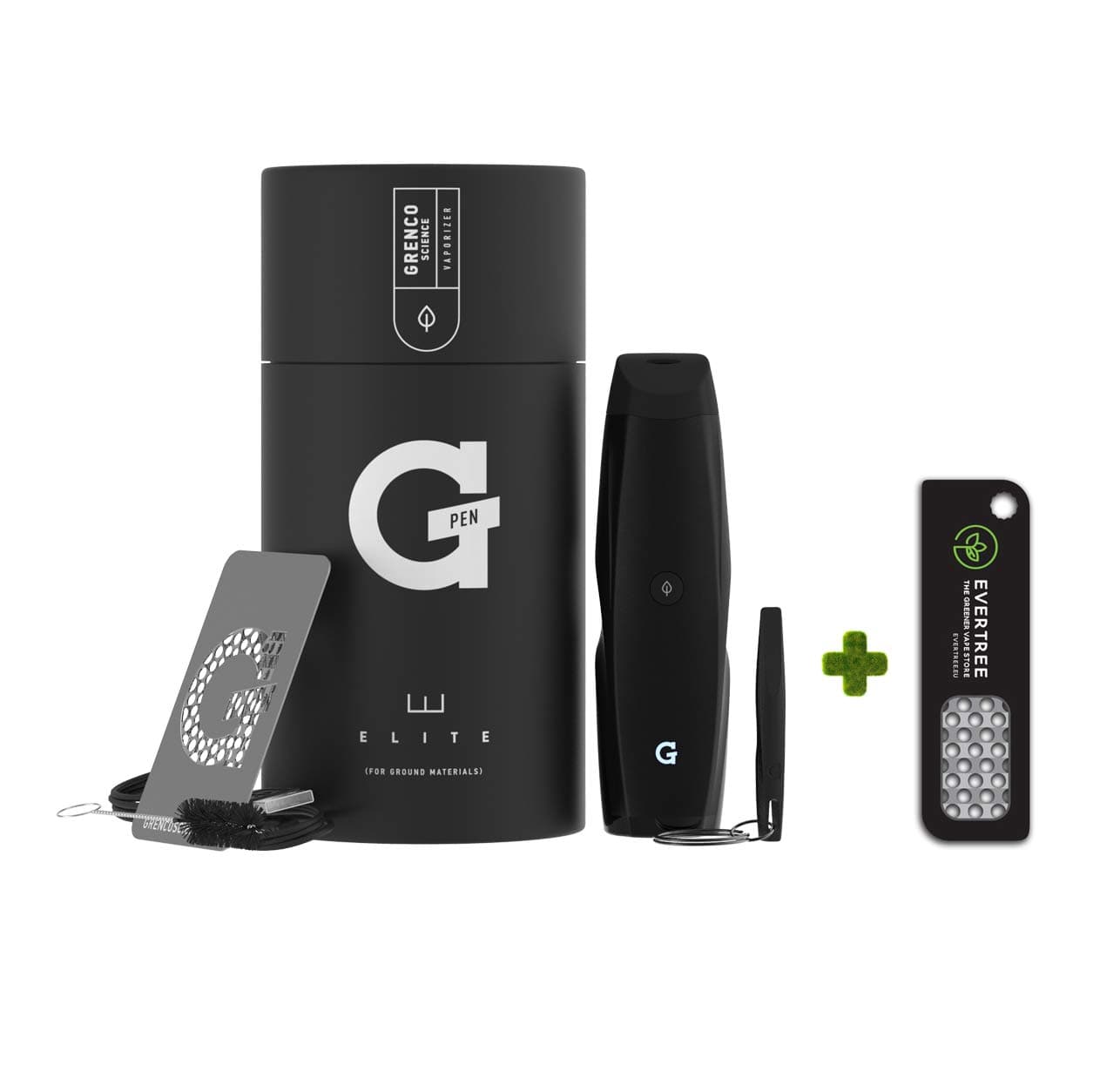 Authentic Grenco Science G Pen Elite Portable Vaporizer for Dry Herbs + Evertree Grinder – Complete Kit, with Genuine Serial Number