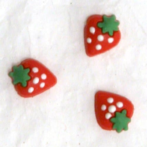 Zink Color Nail Art Red Soft Ceramic Strawberry 3Pc Cell Phone Embellishment