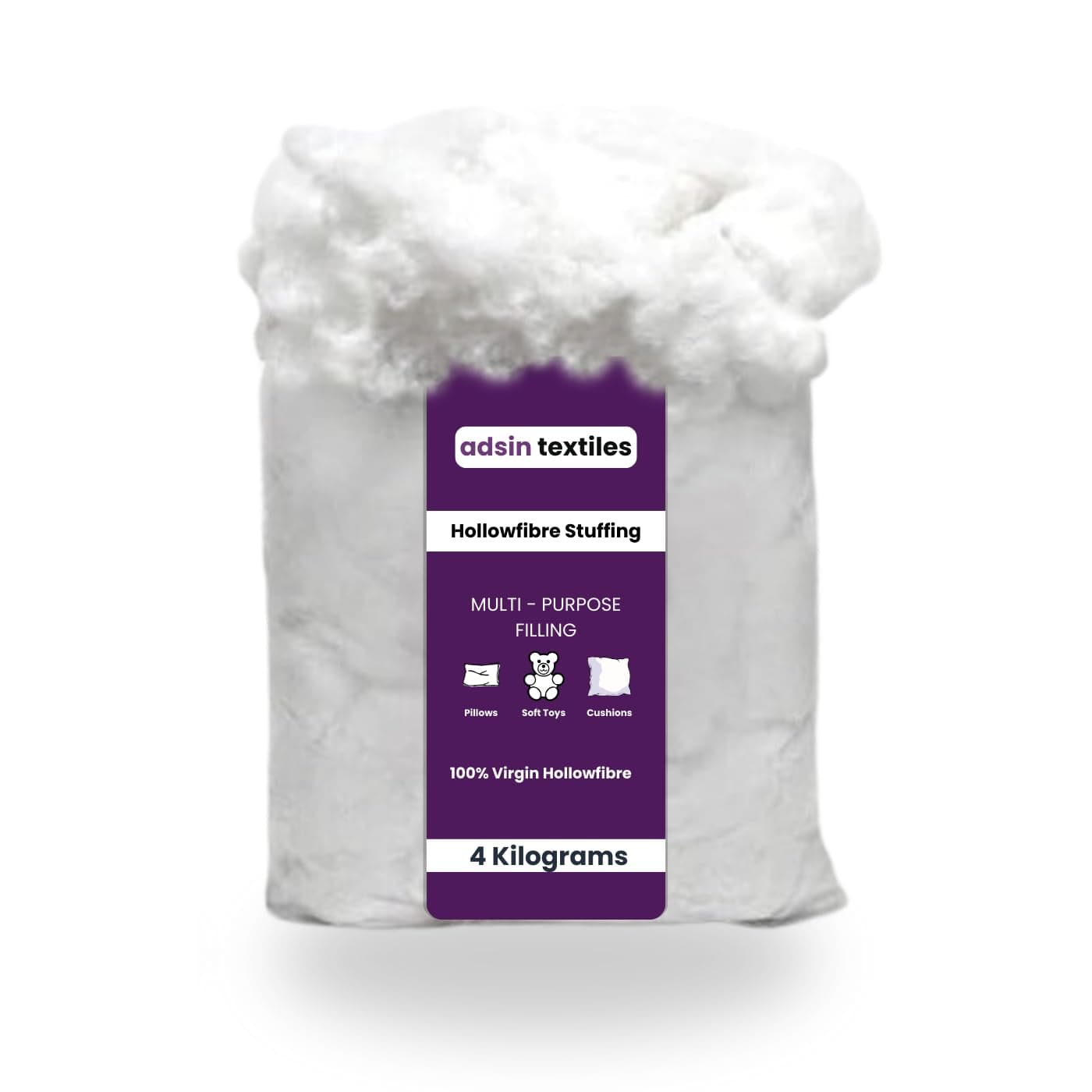 adsin Hollwofibre Stuffing Grade Filling For Pillows, Cushions, Knitted Toys, Sofas, Teddy Bears all-purpose Bounce Back Lightweight Stuffing Hypoallergenic Soft Polyester (4-KG)