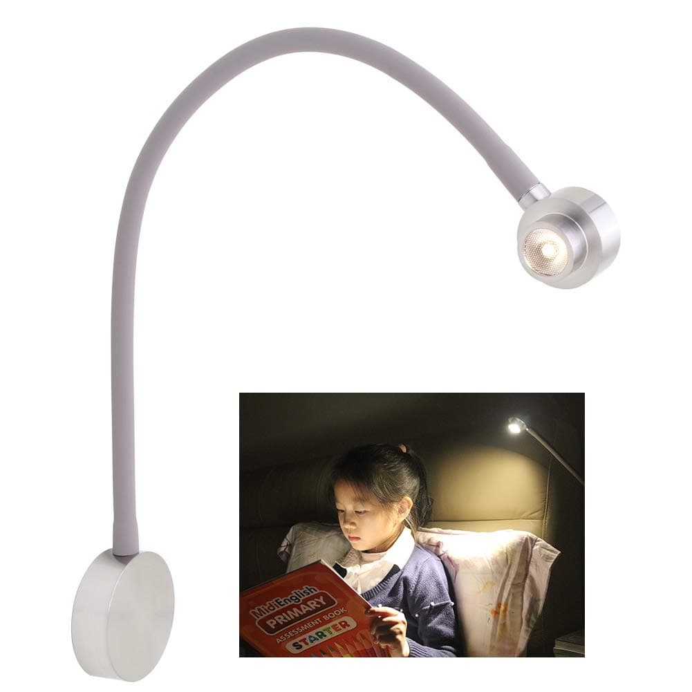 acegoo Bedside LED Reading Light Dimmable Bedroom Wall Lamp, Flexible Gooseneck Book Light with USB Charger & Rotary Lampshade, LED Head Touch Control, Wall or Headboard Surface Mount