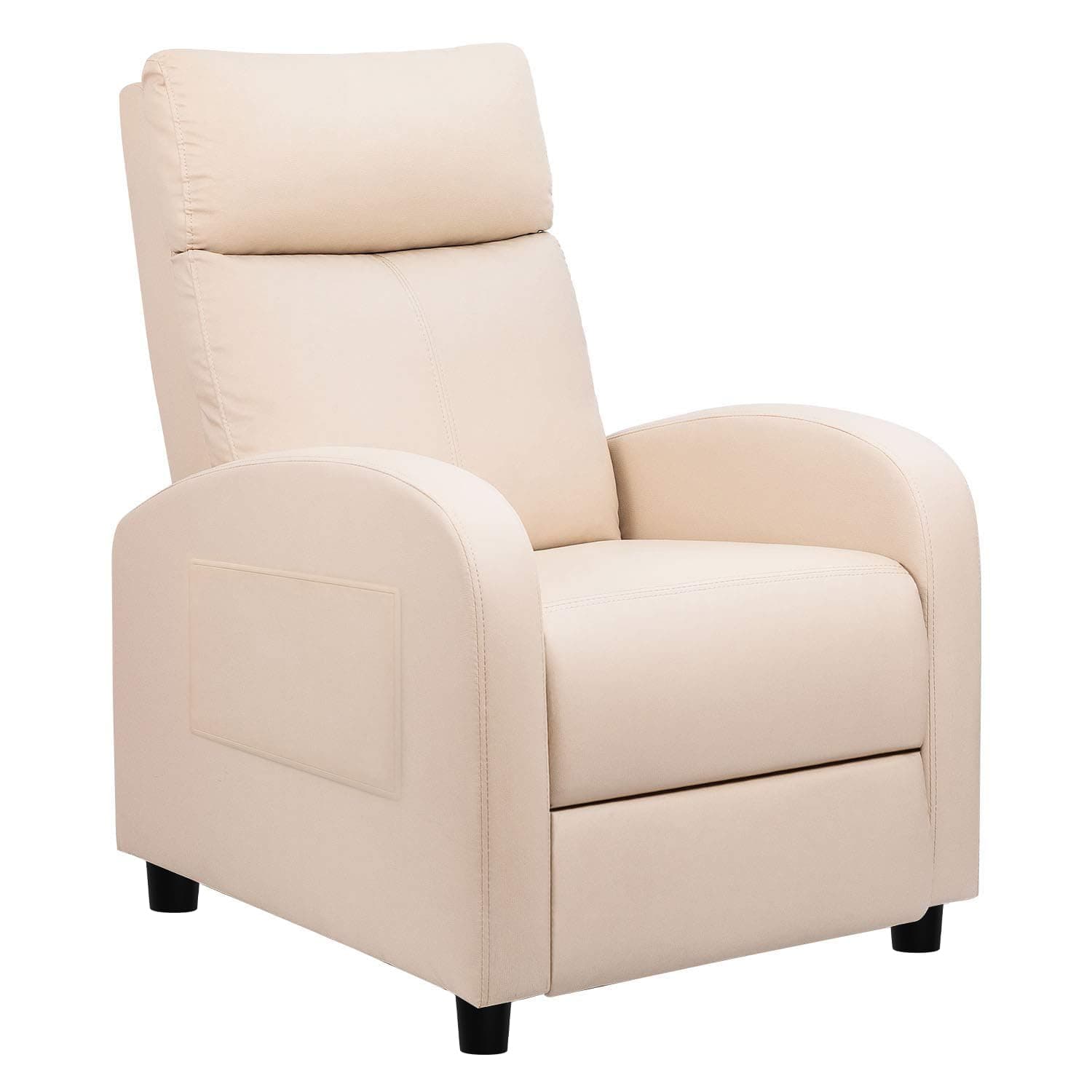 Tuoze Recliner Chair Modern PU Leather Recliners Chair Adjustable Home Theater Seating with Sofa Padded Cushion (Beige)