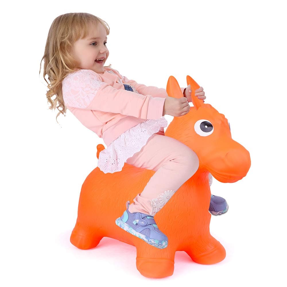 Bouncy Horse for Toddlers, Baby Bouncer Rocking, Bouncing Hopper Animals, Kids/Infant Riding Sit and Spin Toys Girl Boy, Christmas Farm Hopping/Hoppity Hop Balls (Orange)