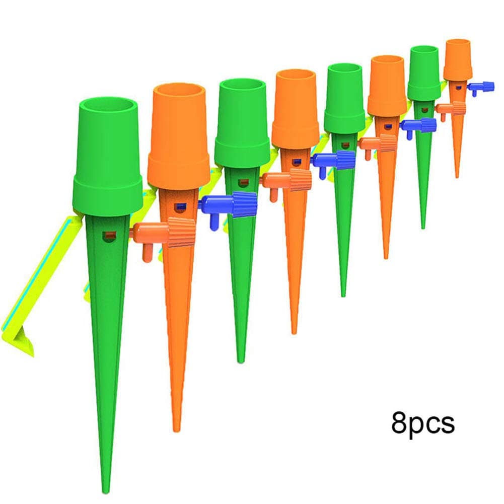 enjtsgyt Plant Self Watering Spikes System Anti-Down Bracket with Slow Release Control Valve Switch