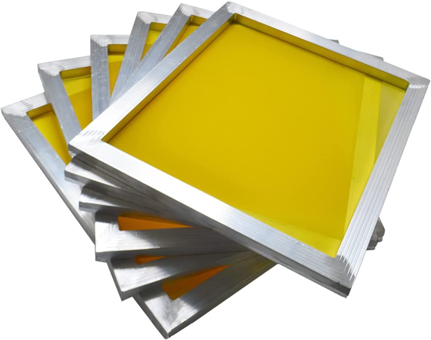 INTSUPERMAI 6pc 20inch *24inch Aluminum Silk Screen Frame with 305 Mesh 120T Yellow Pre-Stretched Silk Screen Printing Frame