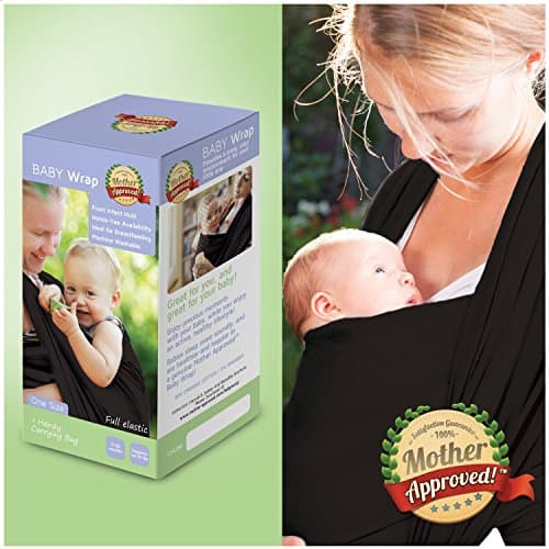 Mother Approved Baby Wrap Carrier and Sling For Newborns and Breastfeeding Moms Black