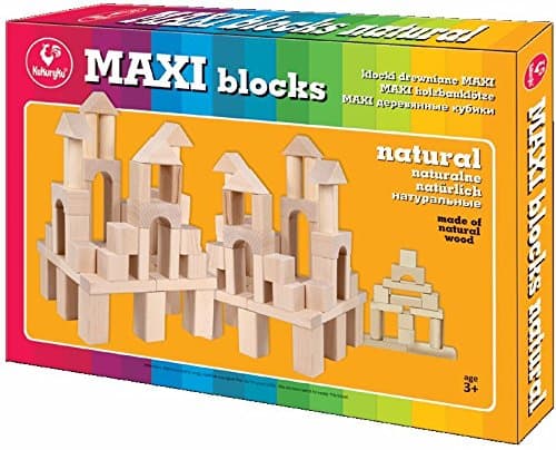 Kukuryku Kukuryku0598 53 Pieces Wooden Maxi Blocks, Natural, Multi-Color