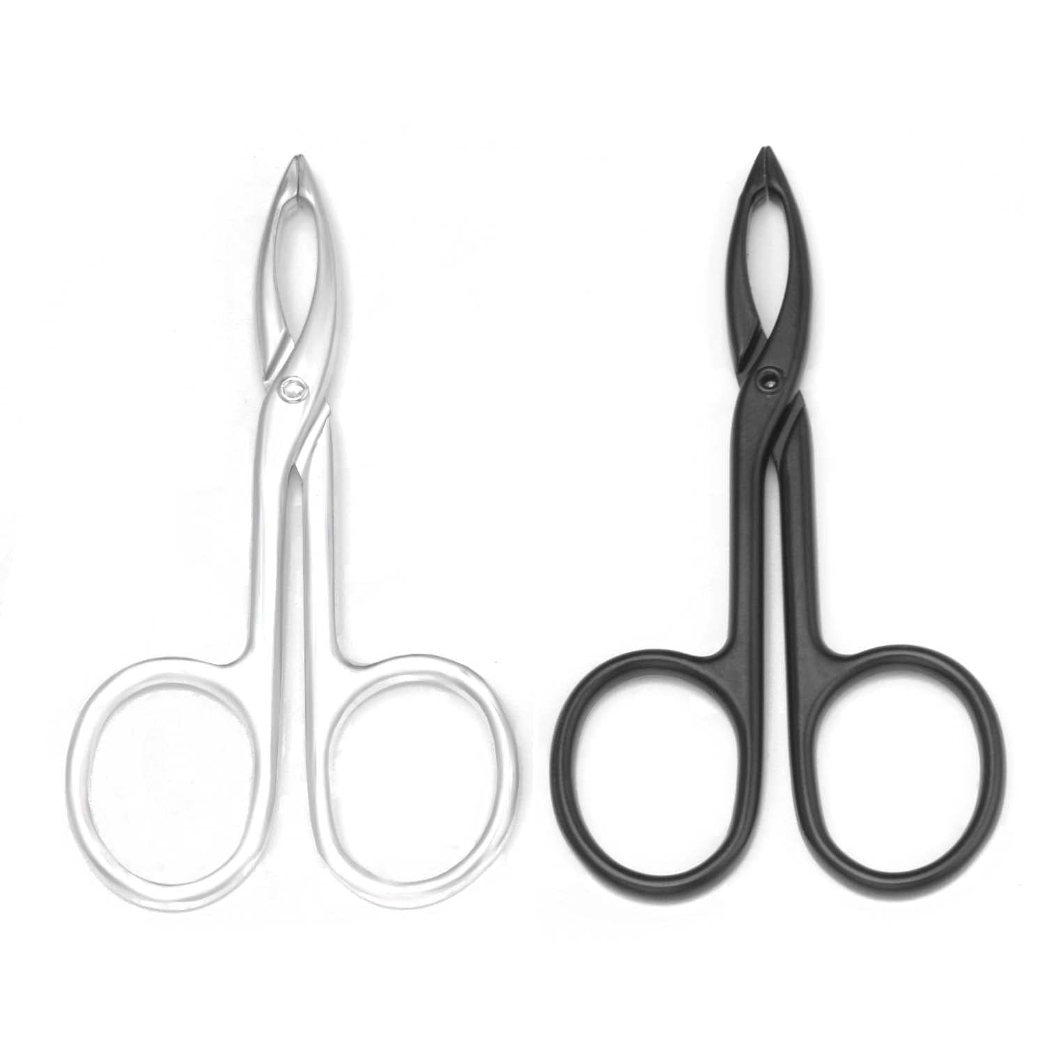 2 Pieces Tweezers Scissor Handle Straight Tip Scissor Shaped Eyebrows Tweezers for Hair Plucker Remover Facial Hair Eyebrows Care (Silver and Black)