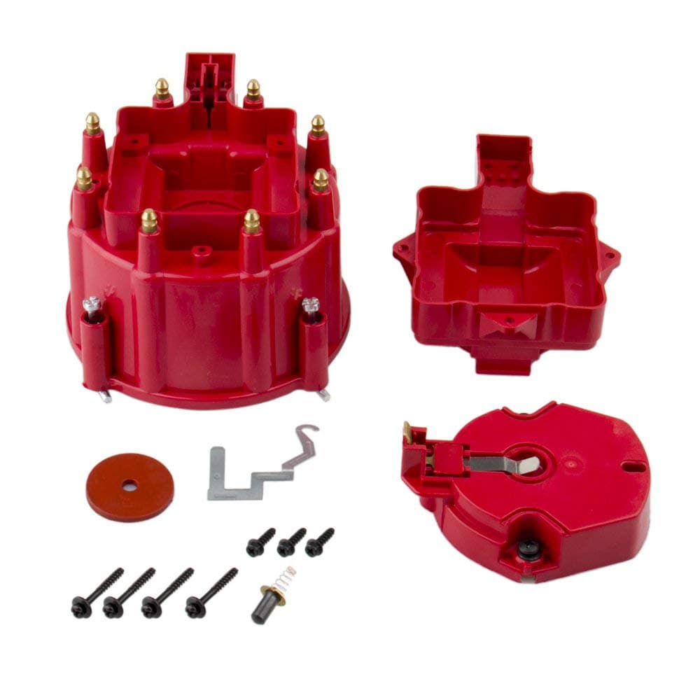 Bang4buck Red Male HEI Distributor Cap & Rotor Performance Replacement Fits for SBC BBC 305 350 454