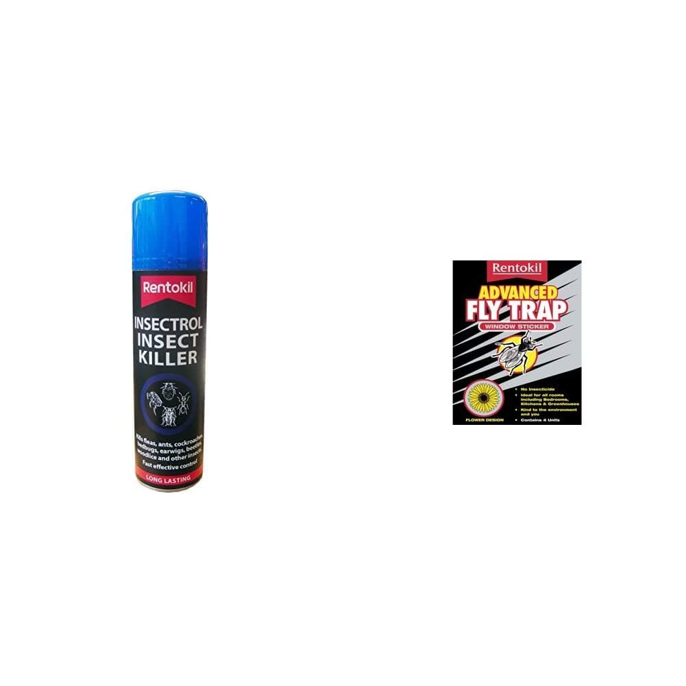 RentokilRKLPS136 Insectrol Insect Killer 250ml Aerosol & Fw35 Window Fly Traps x4