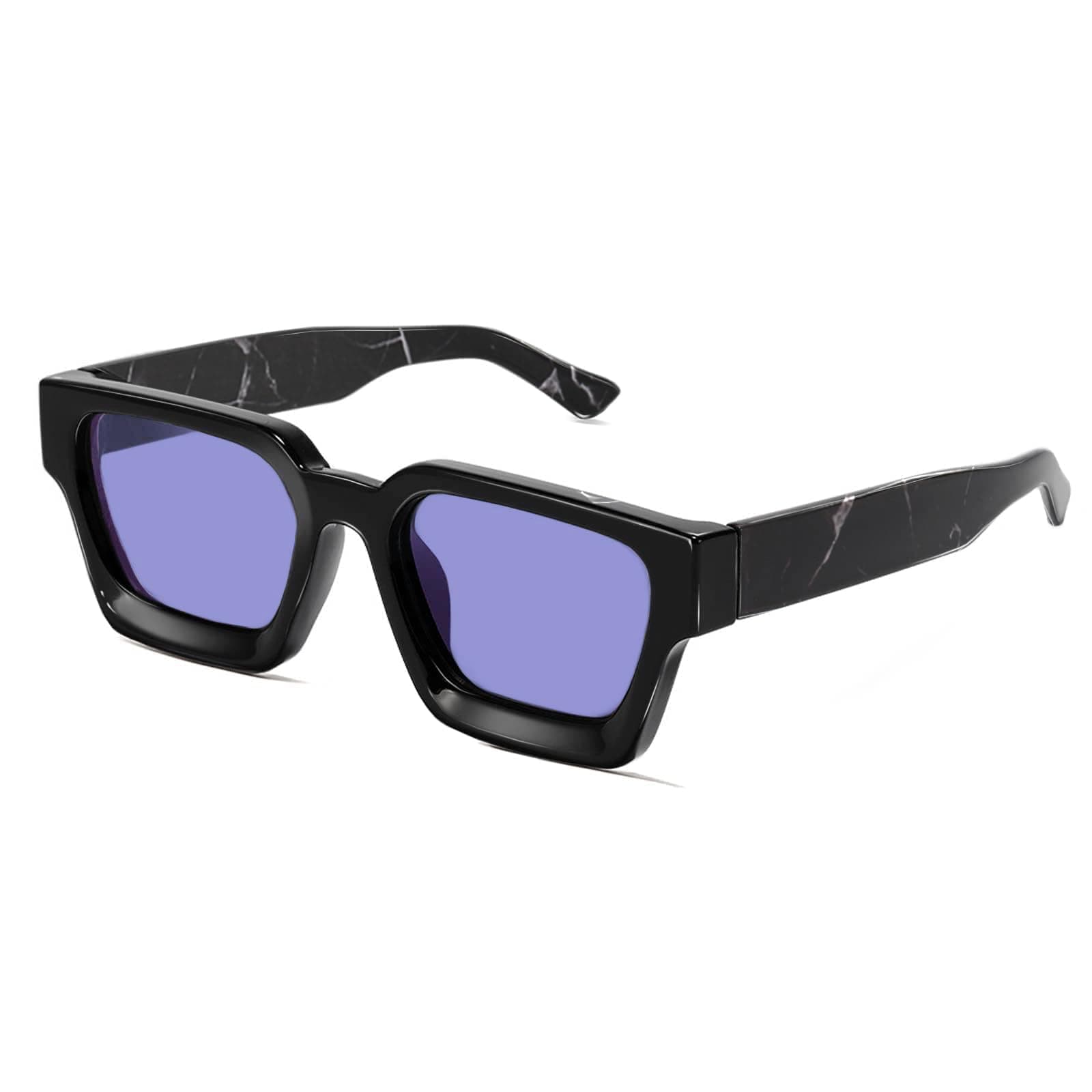 Retro Square Sunglasses for Men Women Trendy Thick Rectangle Chunky Frame Black Shades Fashion 90s Glasses