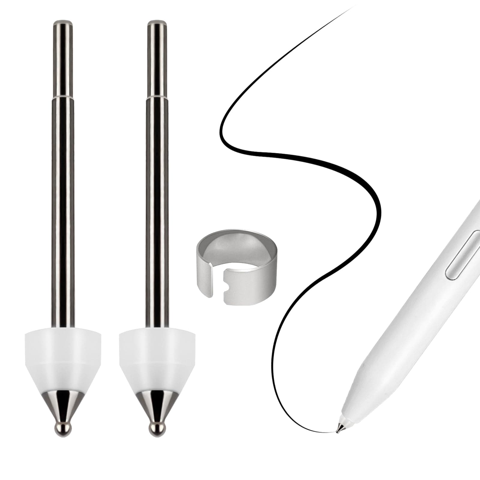 No Wore Out Titanium Alloy Replacement Fine Tips fit for Samsung S Pen Creator Edition, Precise Enhance Smooth Ballpoint Note Taking Nibs,2 Pcs
