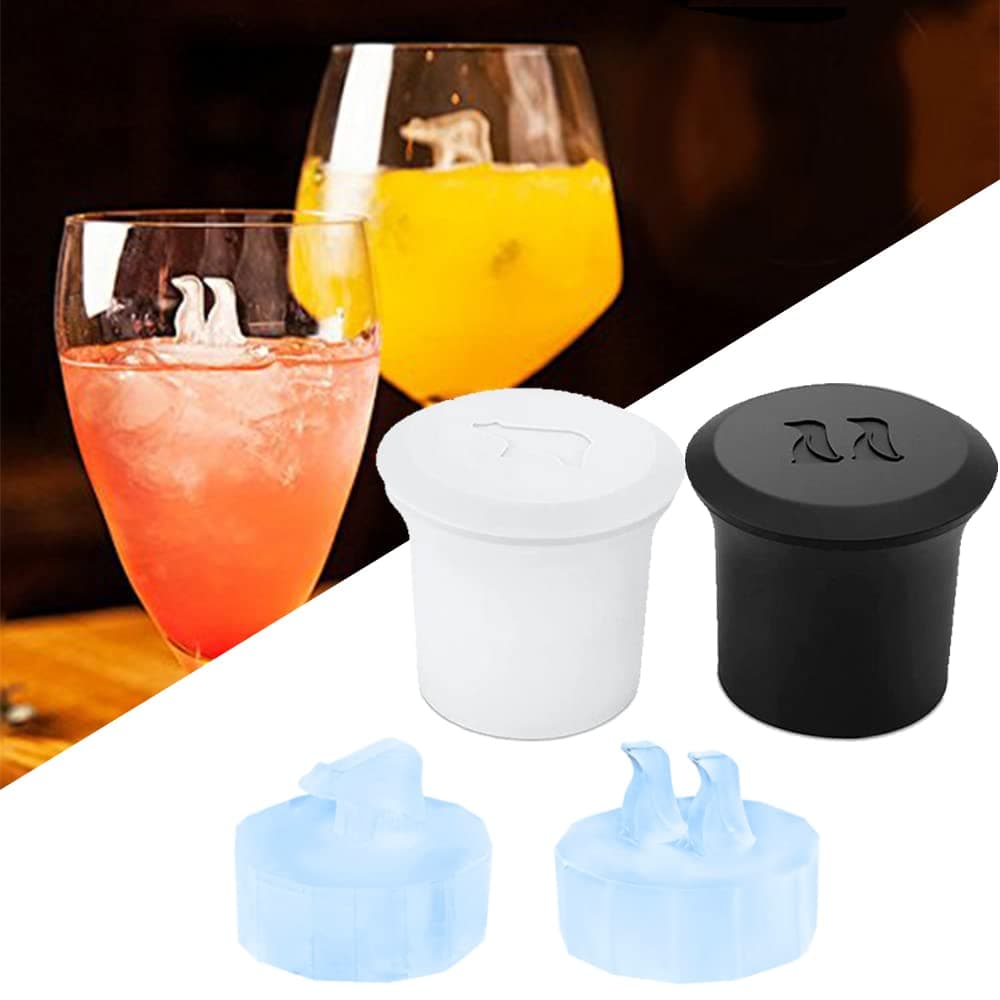 Allucky Novelty 3D Silicone Ice Cube Trays Polar Bear and Penguin DIY Mold Maker BPA Free for Drinking Whiskey Scotch 2 Packs