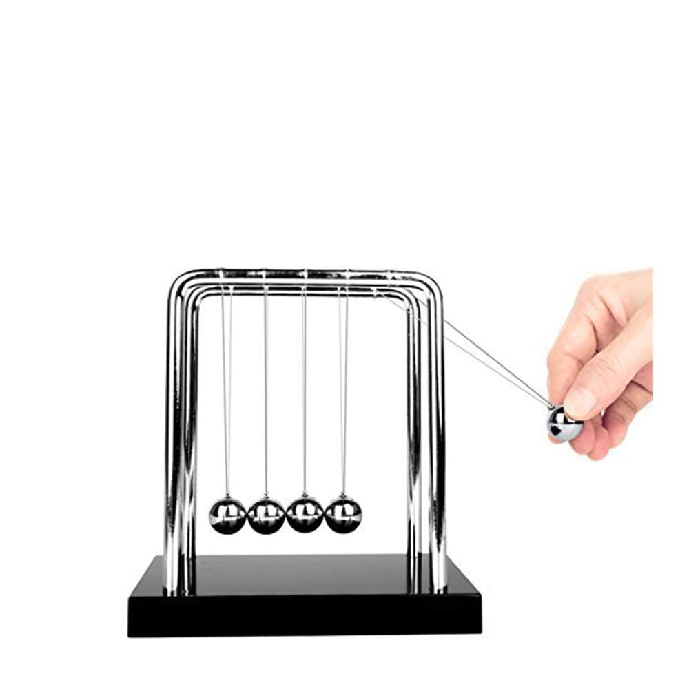 XYY Toys for Desk, Newtons Cradle Balance Balls with Medium Black Wooden Base Science Psychics Desk Fun Gadget Toys for Office and Home Decoration