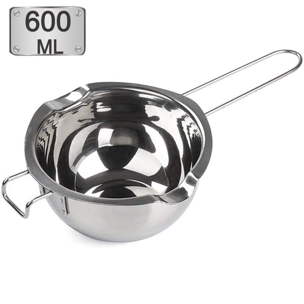 SONGZIMING Stainless Steel Double Boiler Pot with 600ML for Melting Chocolate, Candy and Candle Making (18/8 Steel, Universal Insert)