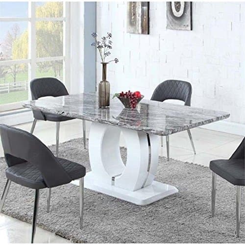 Chintaly Imports Samantha Marble Top Dining Table in Gray and White