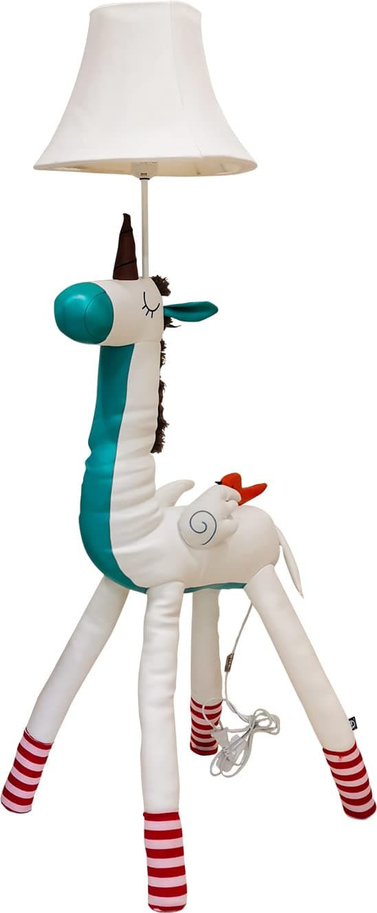 Floor Lamp, Easy-Care Artificial Leather Kids Floor Lamp for Bedroom, 51 Inch Tall White Unicorn Hand-Stitched Design Standing Lamp, Package Come with an E26 LED Bulb (White Unicorn)