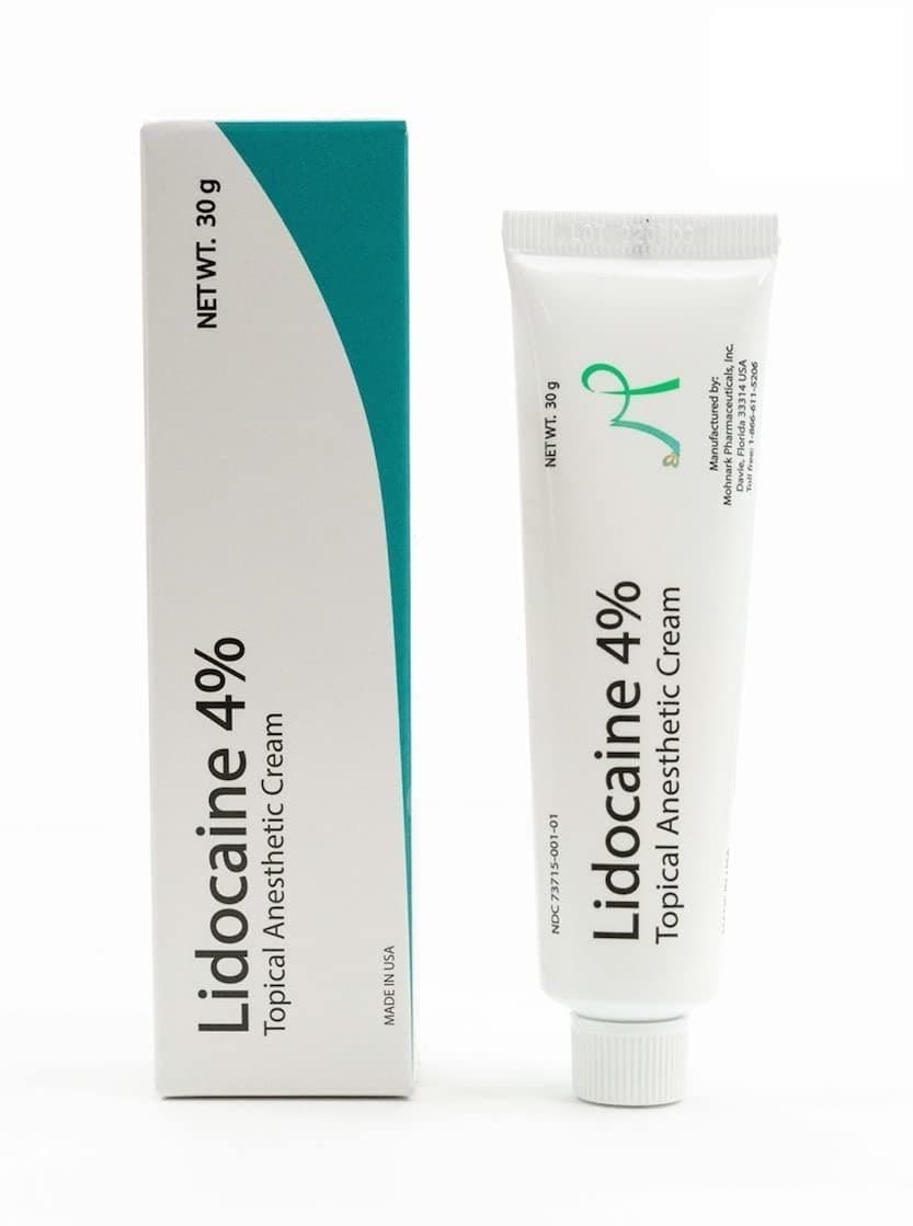 MOHNARK Lidocaine 4% Numbing Cream – Topical Anesthetic for Muscle & Joint Pain, Itch & Sunburn Relief – Fast-Acting, Non-Greasy, Odor-Free – with Vitamin E – 1 oz Tube – Compare to LMX