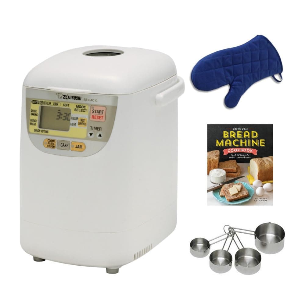 Zojirushi Home Bakery Mini Breadmaker with Oven Mitt, Stainless Steel Measuring Cup and Stainless Steel Measuring Spoon Set Bundle