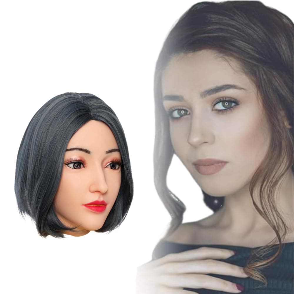 Minaky Silicone Alice Head Mask Face Mask Realistic Soft Silicone Female Mask for Crossdresser Transgender Halloween Cosplay Carnival Drag Queen