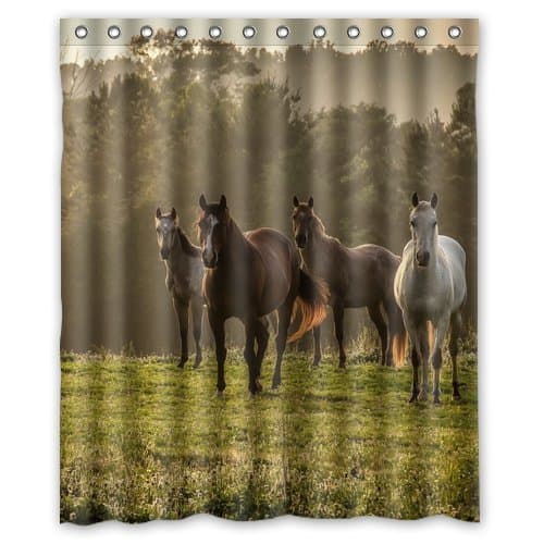 Fashionable Bathroom Collection-Custom Waterproof Horse Shower Curtain (60" x 72") With 12 holes-1148