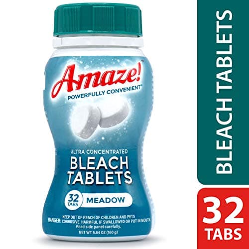 AMAZE! Ultra Concentrated Bleach Tablets for Laundry and Home Cleaning. (32 Count Meadow)